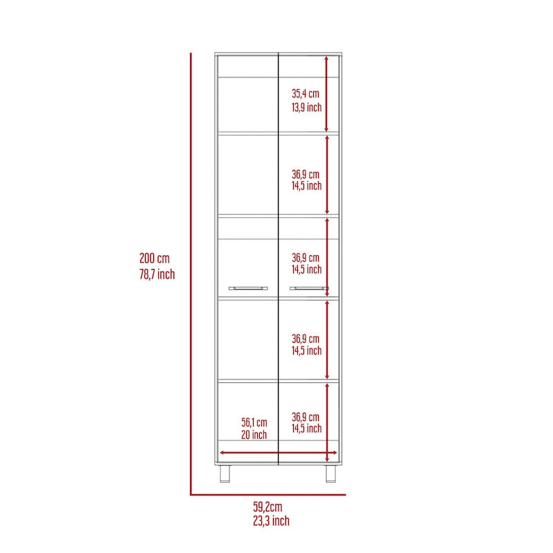 Meuble de rangement pour linge de maison de 35,5 cm de large avec deux portes, 4 étagères intérieures et 2 armoires