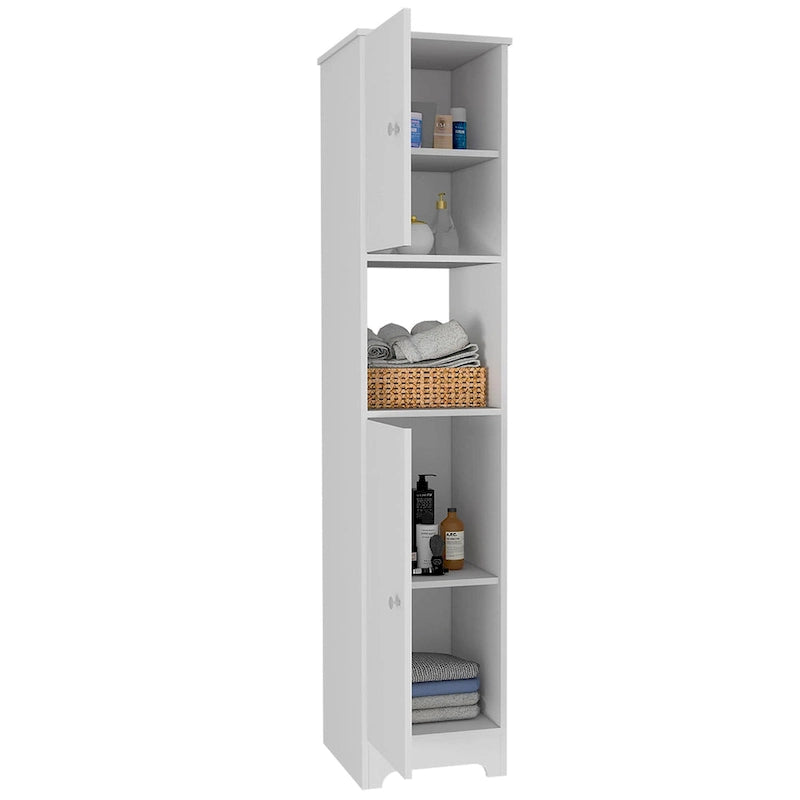 Meuble de rangement pour linge de maison de 35,5 cm de large avec deux portes, 4 étagères intérieures et 2 armoires