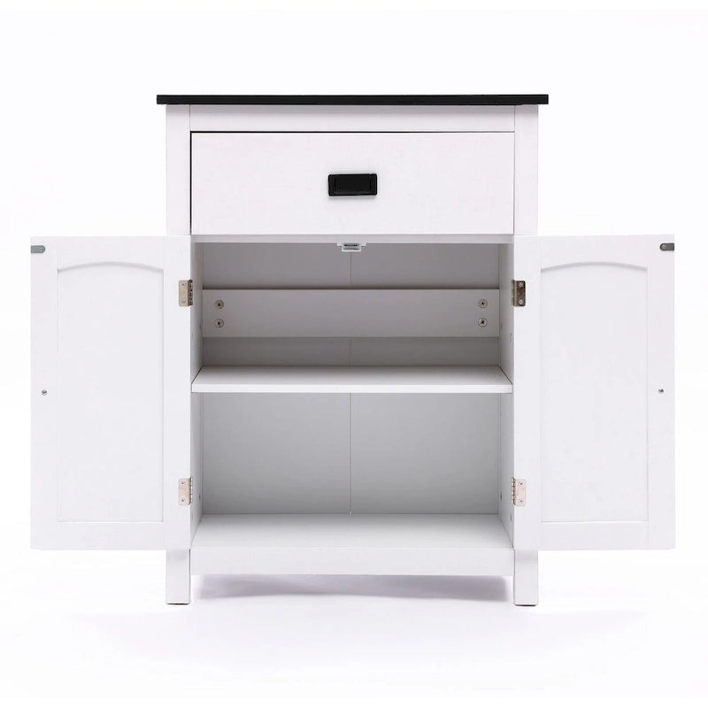 Meuble de rangement de salle de bain en bois noir et blanc - 81 cm H x 60 cm L x 30 cm P