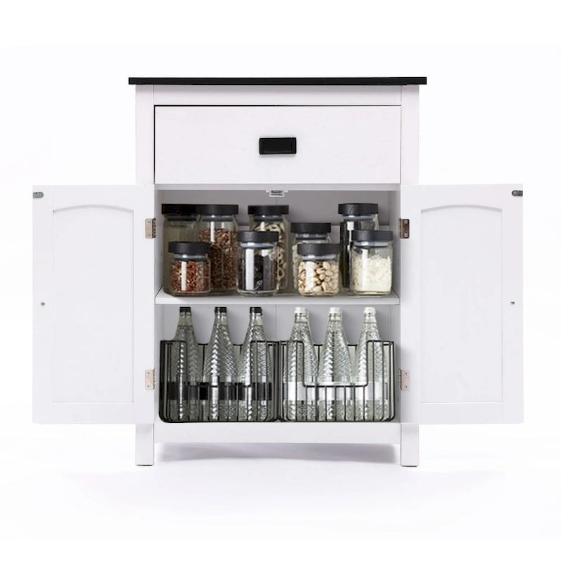 Meuble de rangement de salle de bain en bois noir et blanc - 81 cm H x 60 cm L x 30 cm P