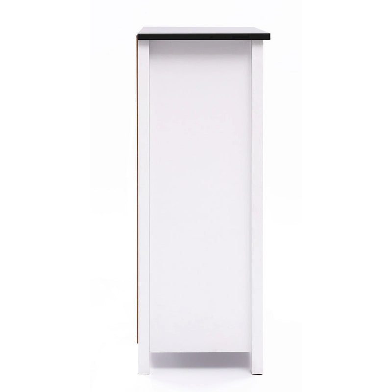 Meuble de rangement de salle de bain en bois noir et blanc - 81 cm H x 60 cm L x 30 cm P