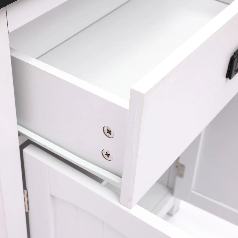 Meuble de rangement de salle de bain en bois noir et blanc - 81 cm H x 60 cm L x 30 cm P