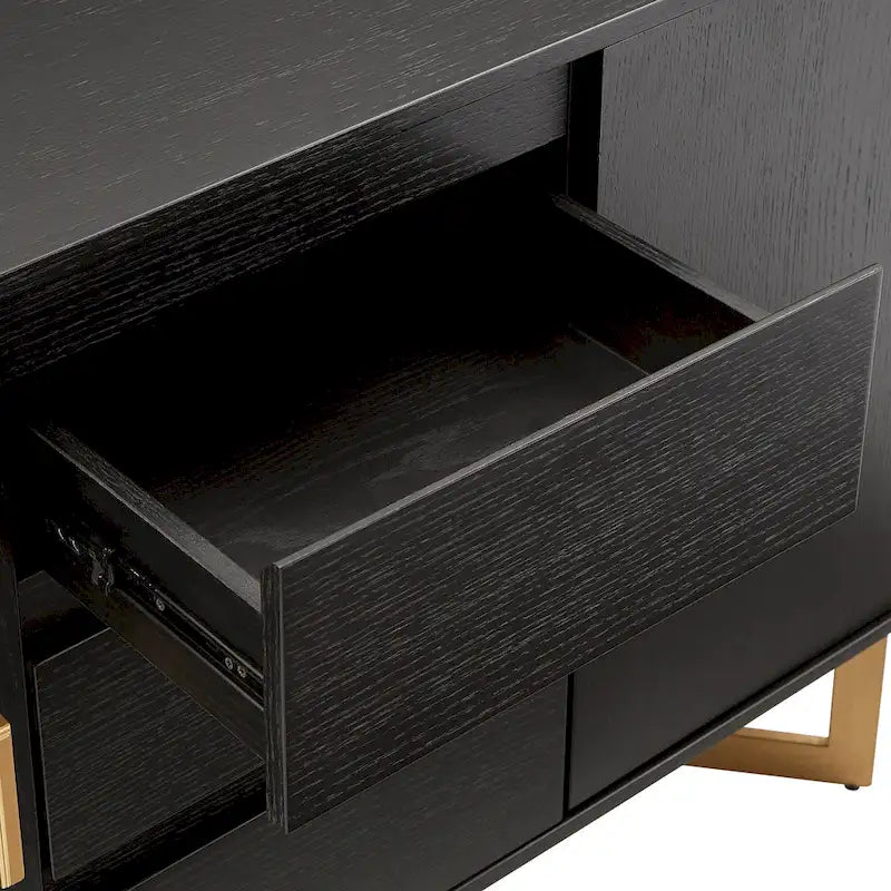 Buffet noir avec piètement en métal doré