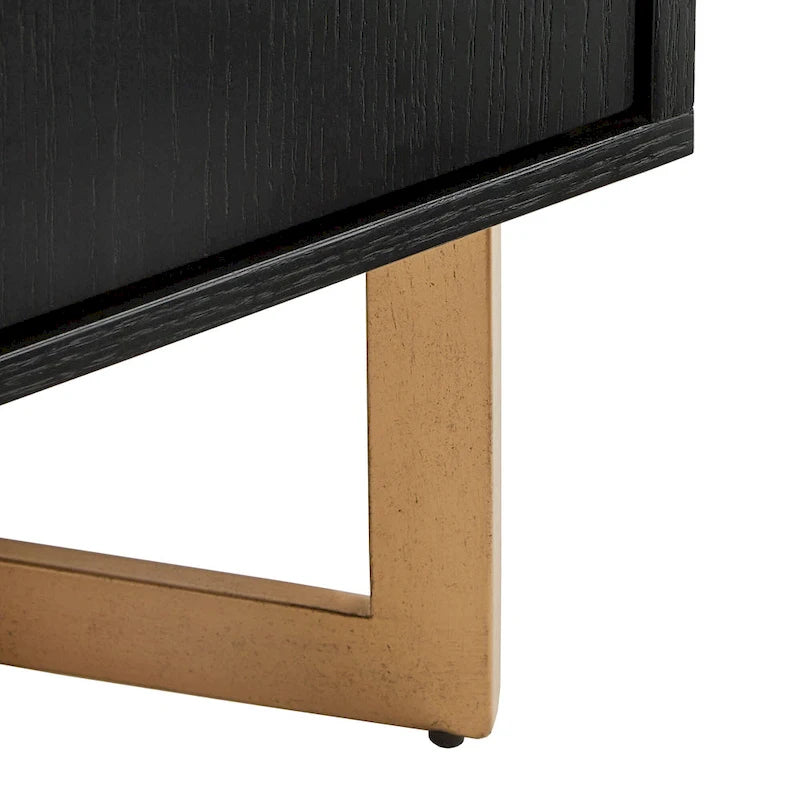 Buffet noir avec piètement en métal doré