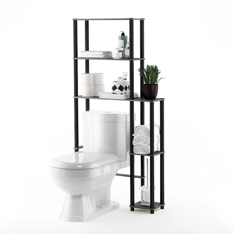 Étagère de rangement gain de place 5 tablettes à placer au-dessus des toilettes