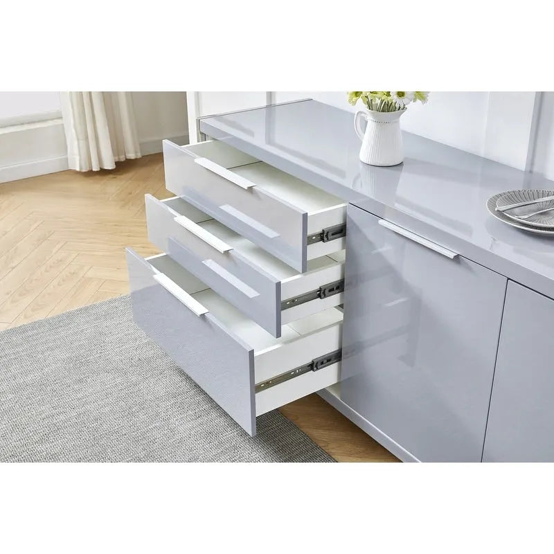 Meuble moderne laqué à 3 tiroirs avec étagères