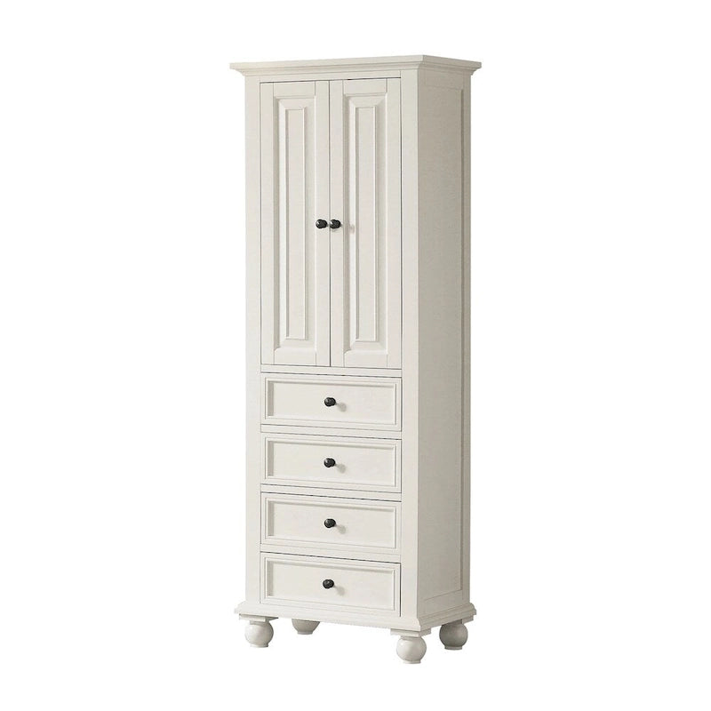 Meuble de Rangement en Lin Blanc Français 24L x 68H avec Tiroirs à Fermeture Douce