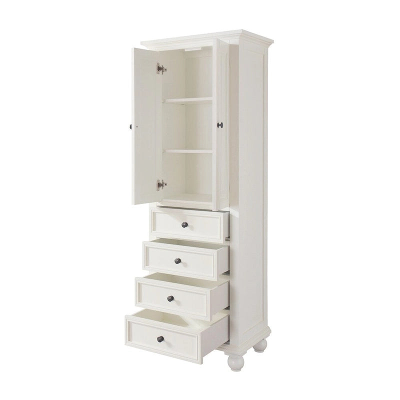 Meuble de Rangement en Lin Blanc Français 24L x 68H avec Tiroirs à Fermeture Douce