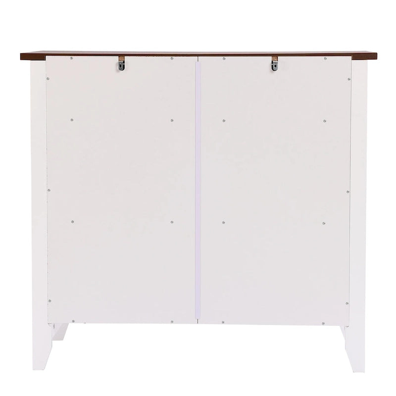 Buffet bas 2 tiroirs 2 portes en bois blanc - 83,39 H x 90,96 L x 40,01 P cm