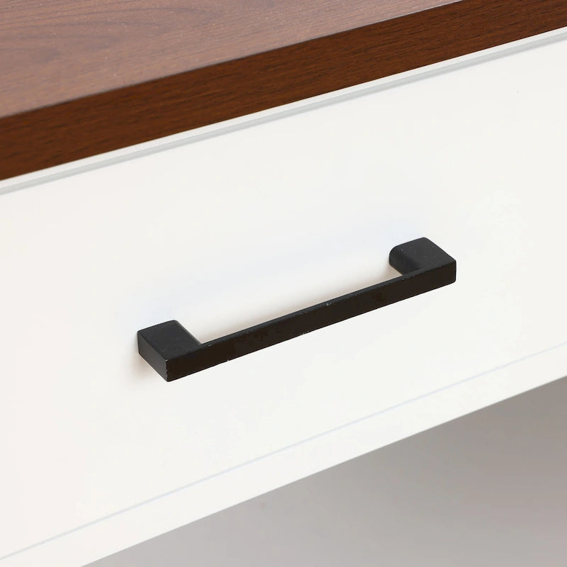 Buffet bas 2 tiroirs 2 portes en bois blanc - 83,39 H x 90,96 L x 40,01 P cm