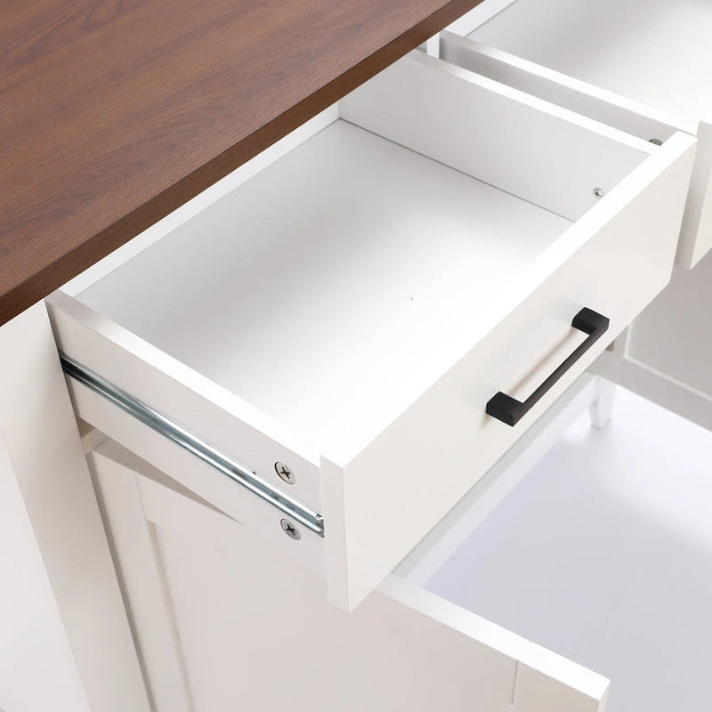 Buffet bas 2 tiroirs 2 portes en bois blanc - 83,39 H x 90,96 L x 40,01 P cm