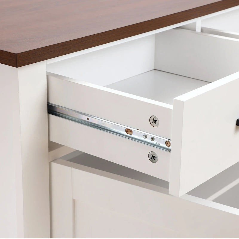 Buffet bas 2 tiroirs 2 portes en bois blanc - 83,39 H x 90,96 L x 40,01 P cm
