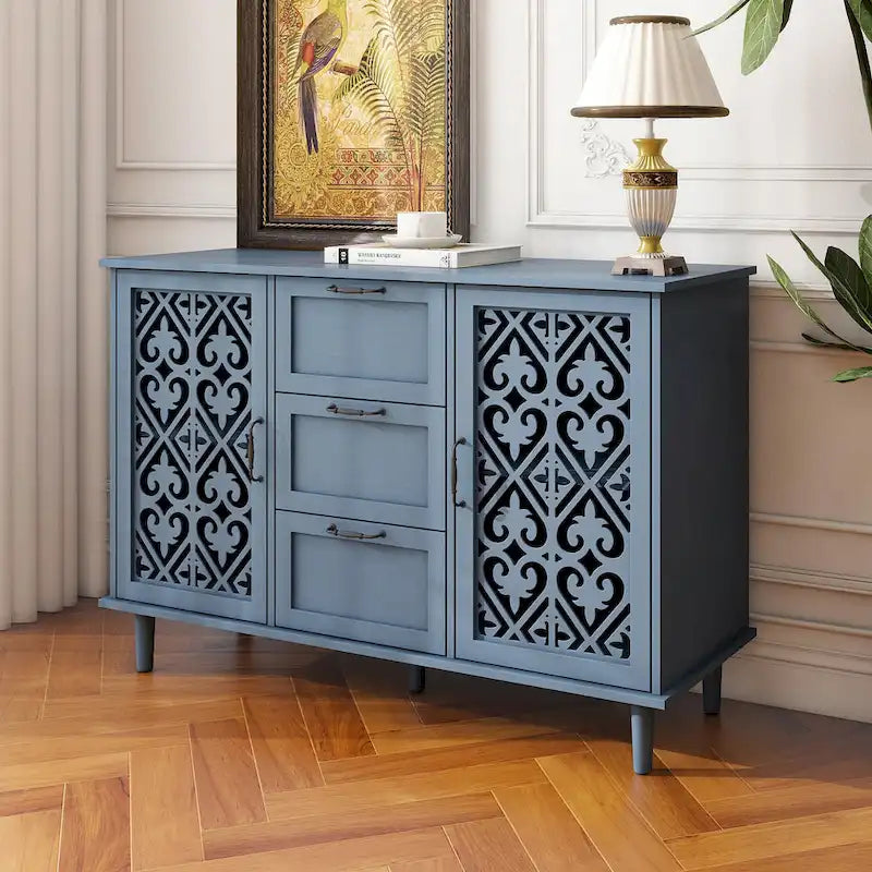 Meuble de rangement d'appoint avec 2 portes et 3 tiroirs