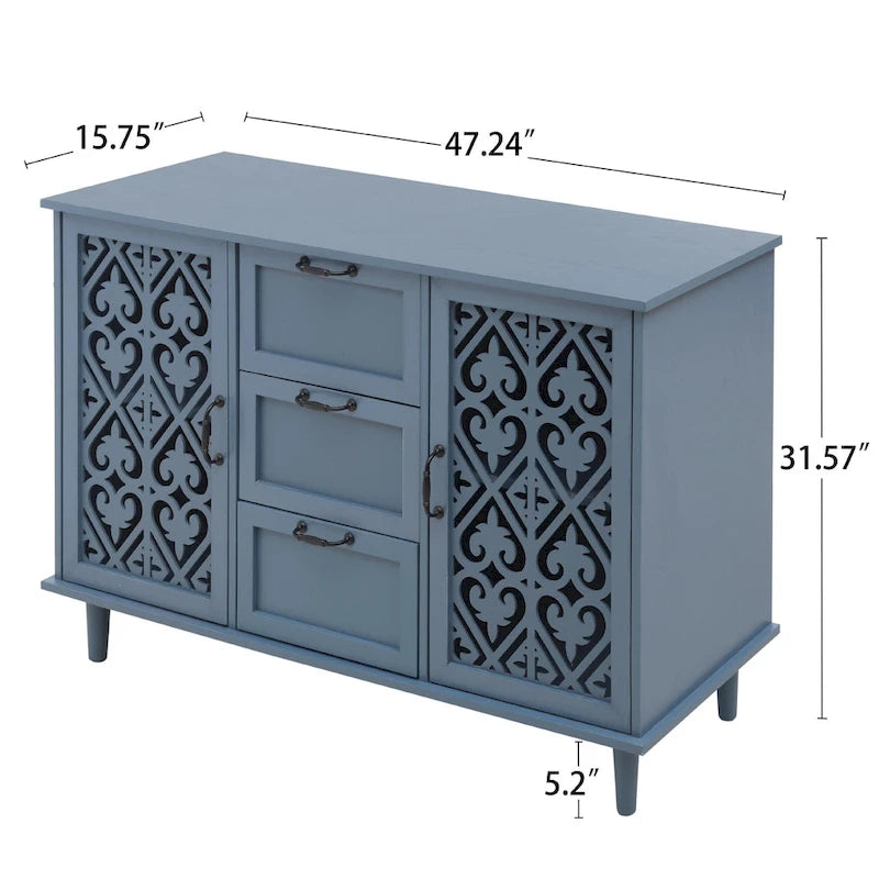 Meuble de rangement d'appoint avec 2 portes et 3 tiroirs