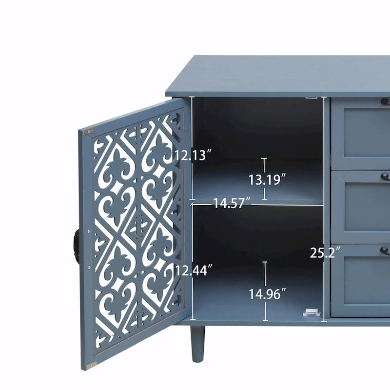 Meuble de rangement d'appoint avec 2 portes et 3 tiroirs