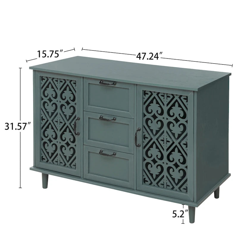 Meuble de rangement d'appoint avec 2 portes et 3 tiroirs