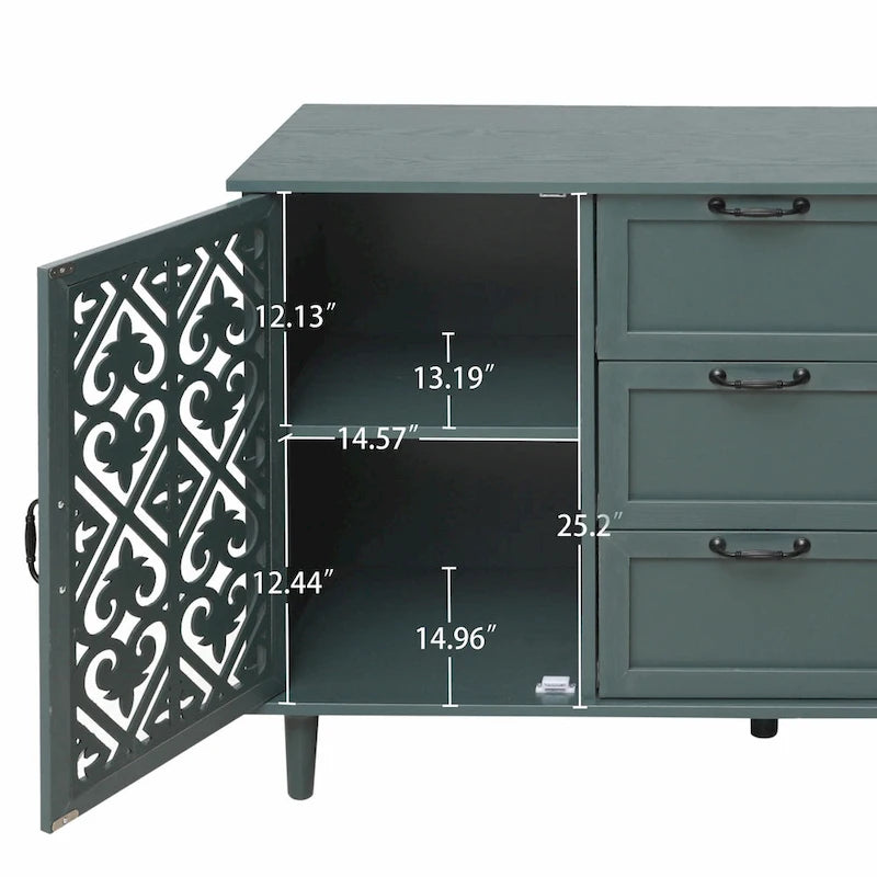 Meuble de rangement d'appoint avec 2 portes et 3 tiroirs