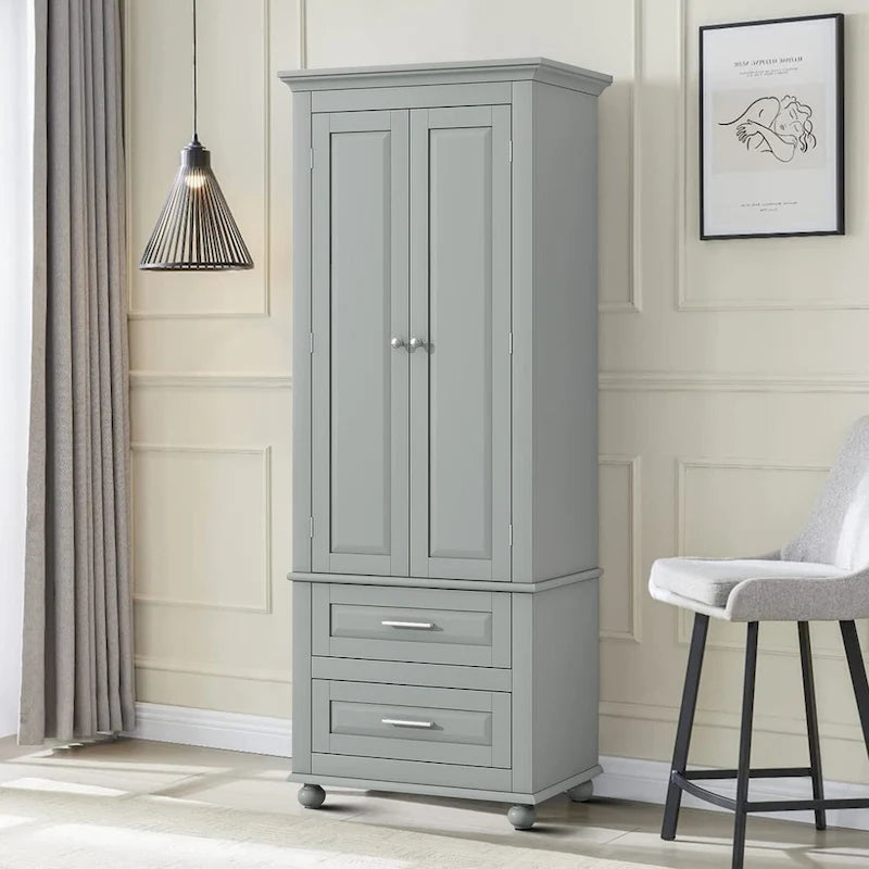 Modern Minimalist Wooden Tall Bathroom Storage Cabinet with Anti-Tipping Device