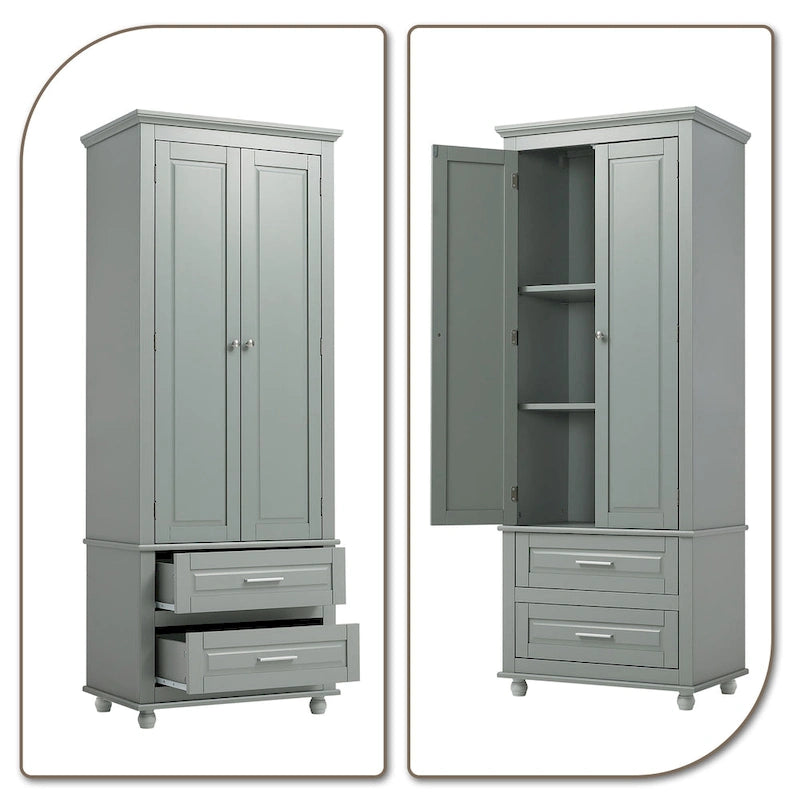 Armoire de rangement haute de salle de bain en bois, minimaliste et moderne, avec dispositif anti-basculement
