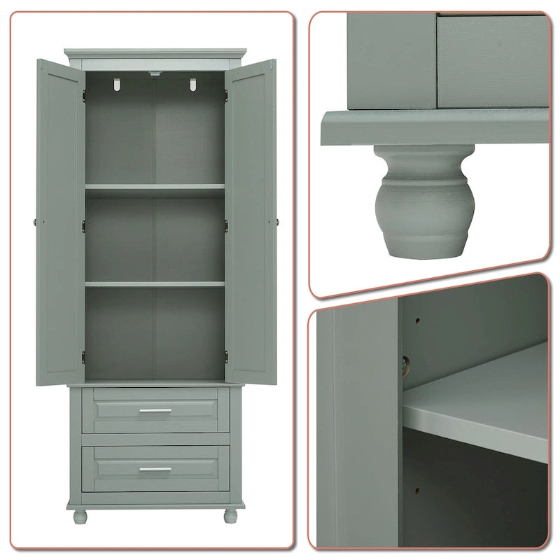 Armoire de rangement haute de salle de bain en bois, minimaliste et moderne, avec dispositif anti-basculement