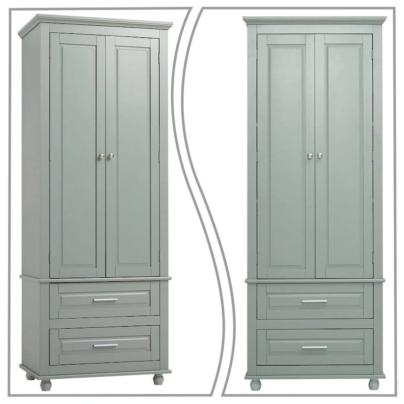 Armoire de rangement haute de salle de bain en bois, minimaliste et moderne, avec dispositif anti-basculement