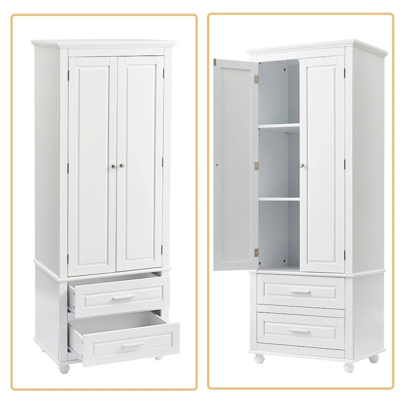 Armoire de rangement haute de salle de bain en bois, minimaliste et moderne, avec dispositif anti-basculement