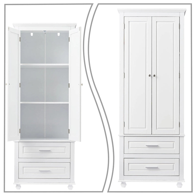 Armoire de rangement haute de salle de bain en bois, minimaliste et moderne, avec dispositif anti-basculement