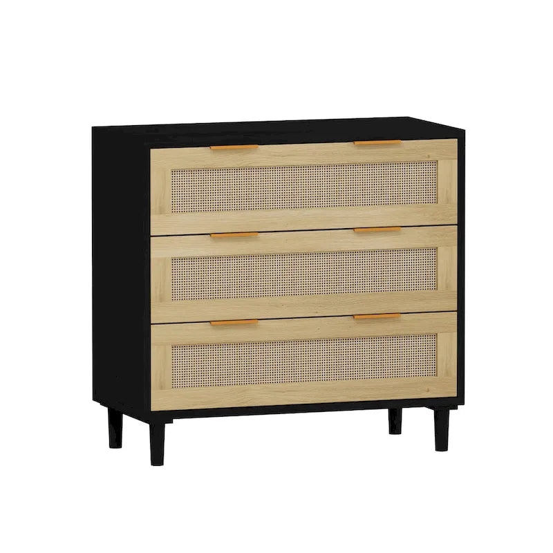 Armoire de rangement en rotin à 3 tiroirs de 31,5 po pour chambre, salon, salle à manger