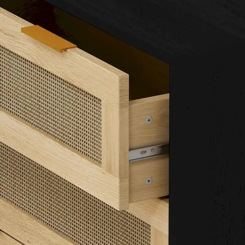 Armoire de rangement en rotin à 3 tiroirs de 31,5 po pour chambre, salon, salle à manger