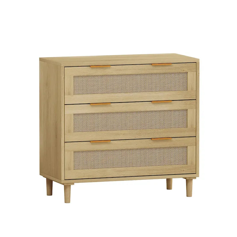 Armoire de rangement en rotin à 3 tiroirs de 31,5 po pour chambre, salon, salle à manger
