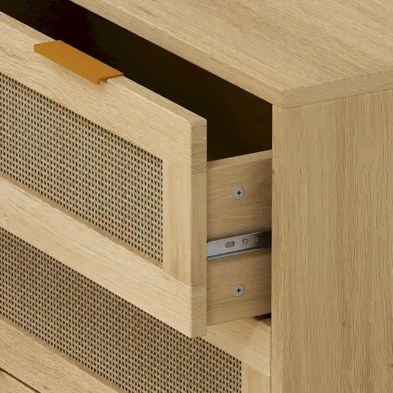 Armoire de rangement en rotin à 3 tiroirs de 31,5 po pour chambre, salon, salle à manger