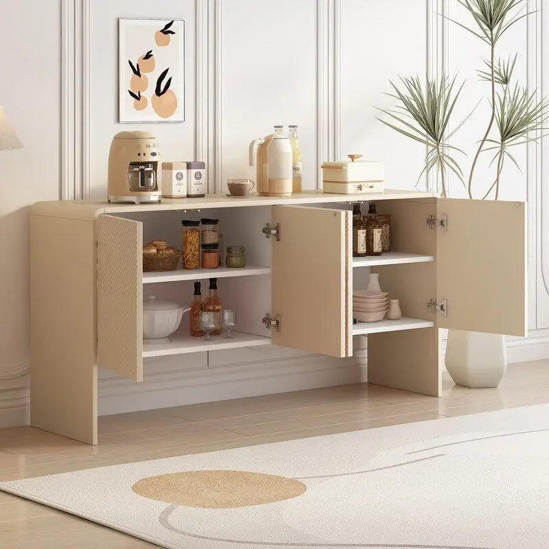 Buffet avec 4 Portes et Grand Espace de Rangement de 60L - N/A