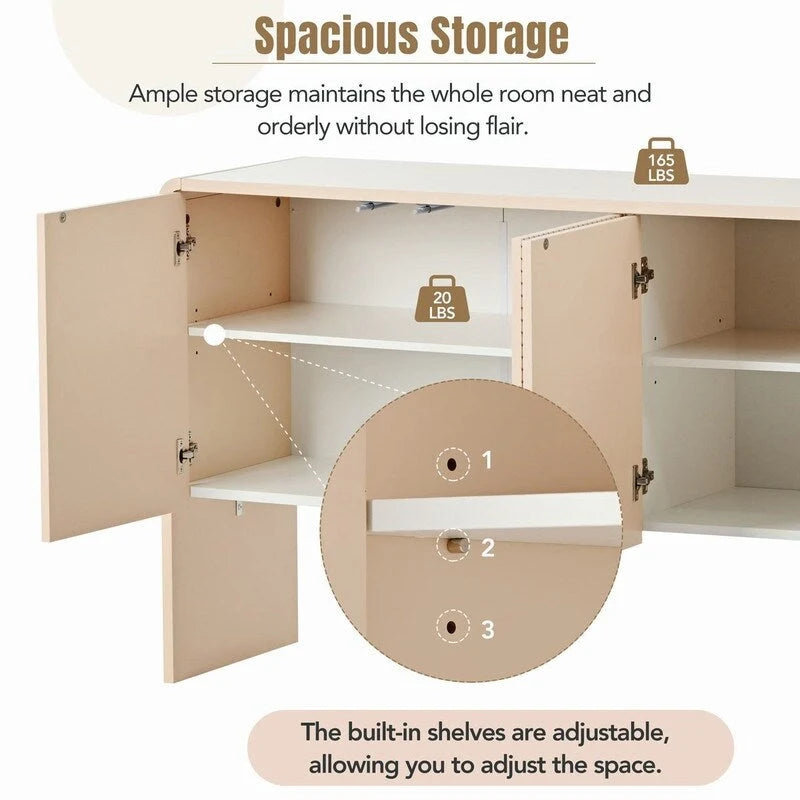 Buffet avec 4 Portes et Grand Espace de Rangement de 60L - N/A