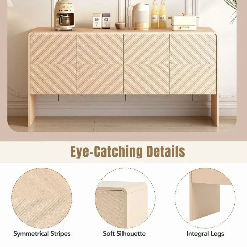 Buffet avec 4 Portes et Grand Espace de Rangement de 60L - N/A