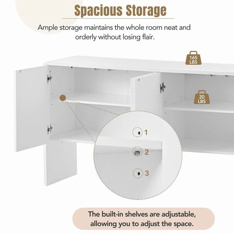 Buffet avec 4 Portes et Grand Espace de Rangement de 60L - N/A