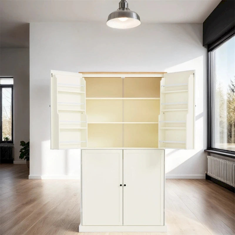Armoire de cuisine autoportante avec tiroir, étagères réglables, étagères de porte