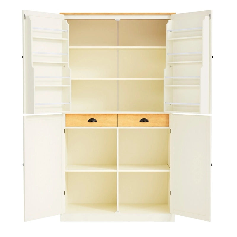 Armoire de cuisine autoportante avec tiroir, étagères réglables, étagères de porte