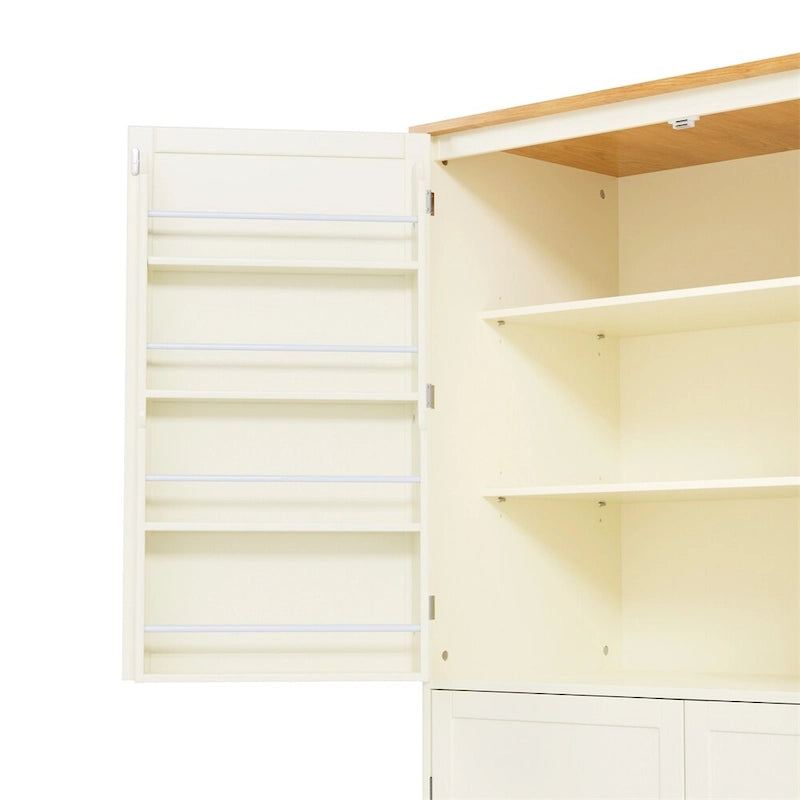 Armoire de cuisine autoportante avec tiroir, étagères réglables, étagères de porte