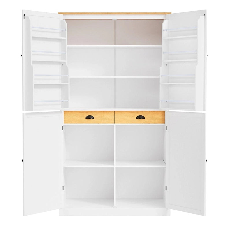 Armoire de cuisine autoportante avec tiroir, étagères réglables, étagères de porte