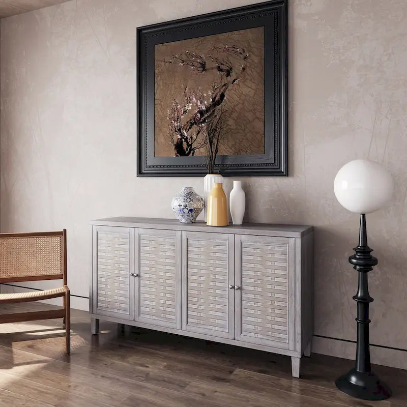 Accent Cabinet 4 Door Wooden Cabinet Sideboard Buffet Server Cabinet - N/A