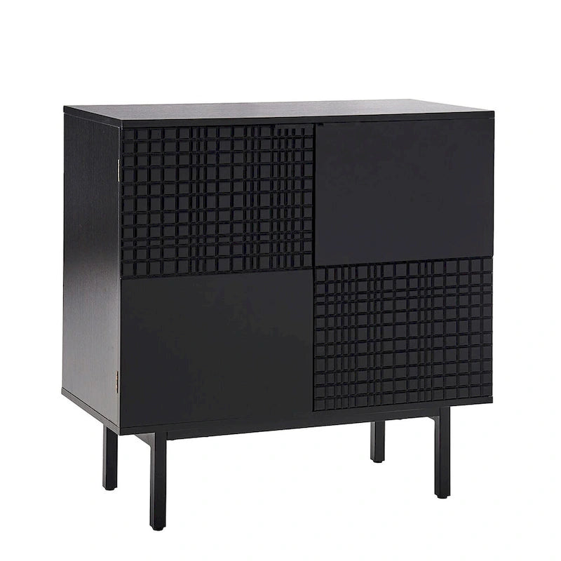 Meuble d'appoint moderne de 76 cm de haut à 2 portes avec pieds en métal