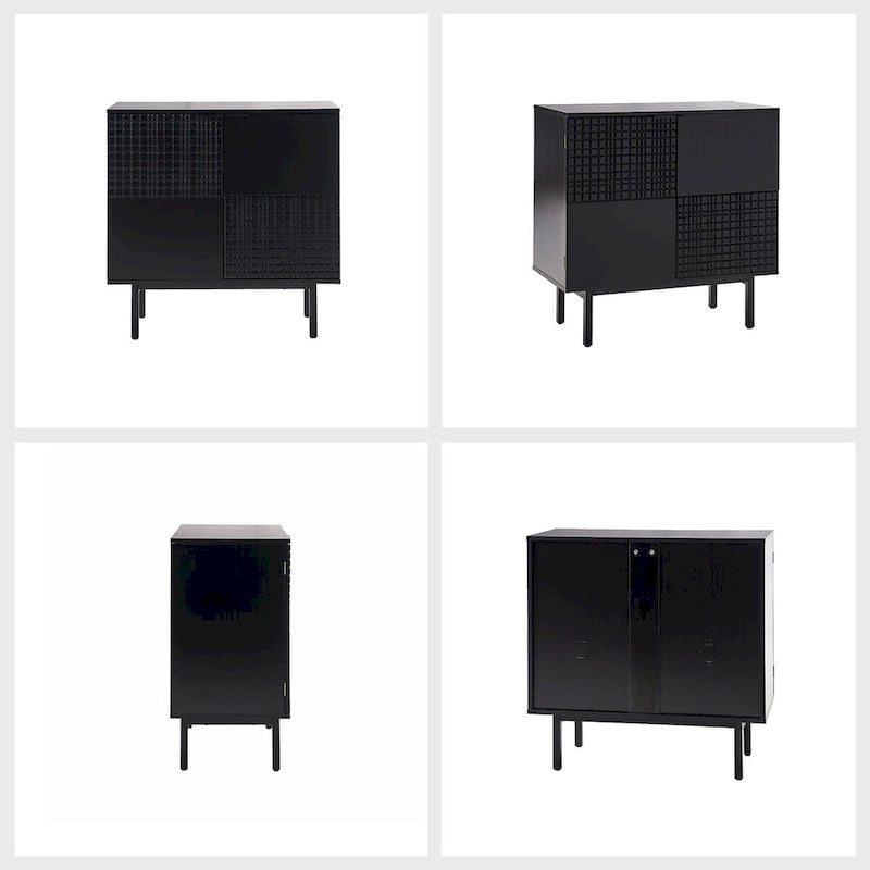 Meuble d'appoint moderne de 76 cm de haut à 2 portes avec pieds en métal