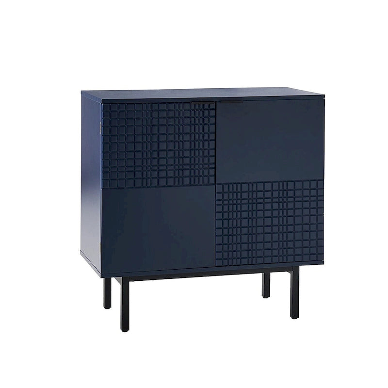 Meuble d'appoint moderne de 76 cm de haut à 2 portes avec pieds en métal