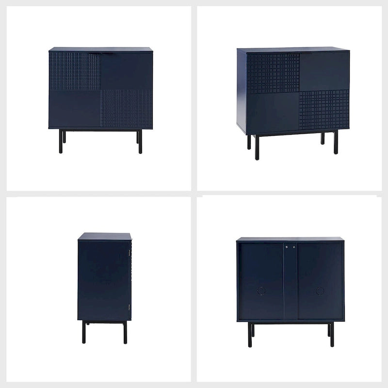 Meuble d'appoint moderne de 76 cm de haut à 2 portes avec pieds en métal