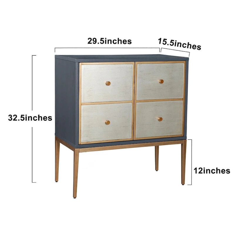 Buffet 2 portes style moderne du milieu du siècle - Laiton brossé