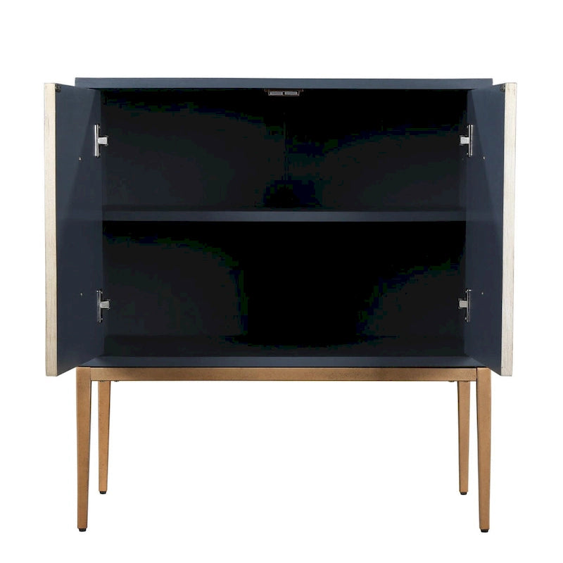 Buffet 2 portes style moderne du milieu du siècle - Laiton brossé