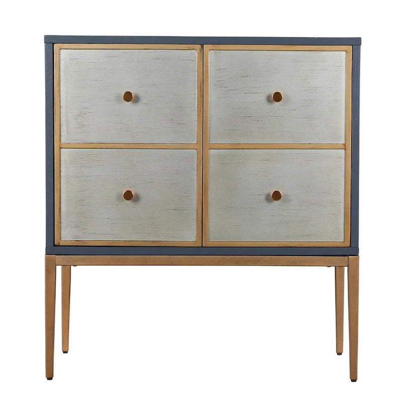 Buffet 2 portes style moderne du milieu du siècle - Laiton brossé