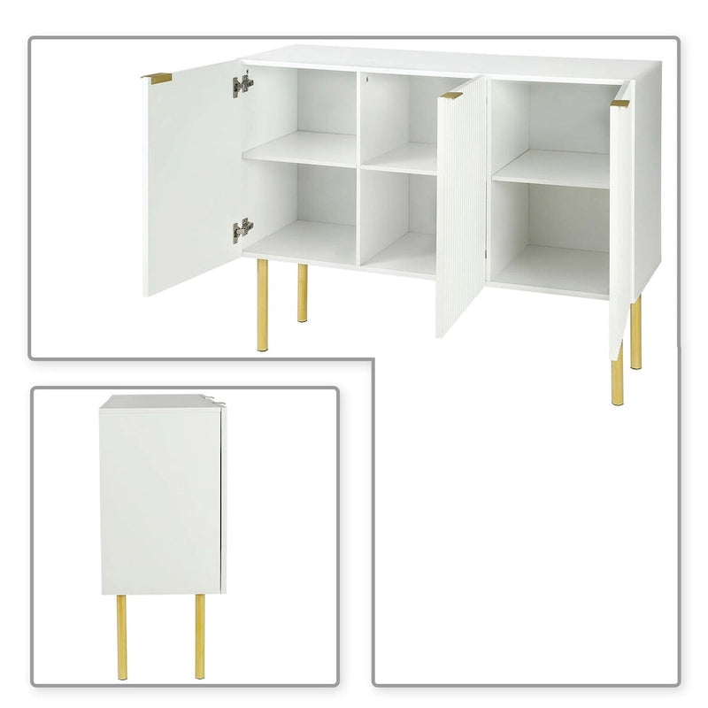 Buffet horizontal minimaliste moderne avec pieds et poignées en métal doré