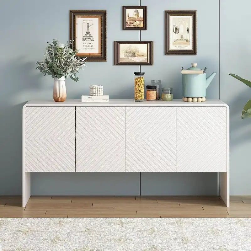 60 Grand meuble de rangement minimaliste avec 4 portes buffet/bahut