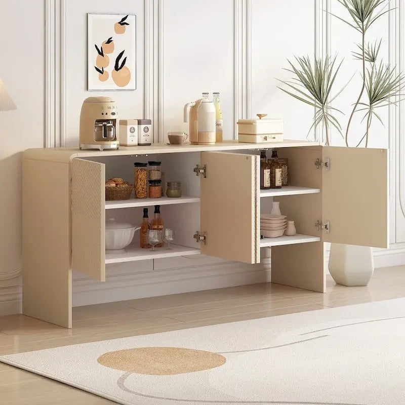 60 Grand meuble de rangement minimaliste avec 4 portes buffet/bahut